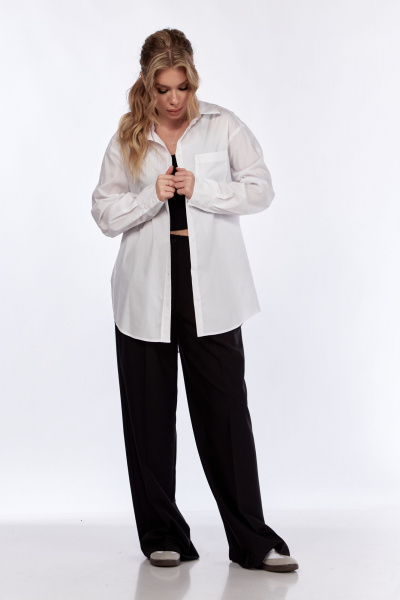 Деловая классическая рубашка из хлопкового текстиля белая DNM 036 белый - фото 8