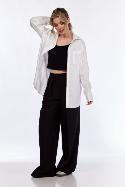 Деловая классическая рубашка из хлопкового текстиля белая DNM 036 белый - фото 7