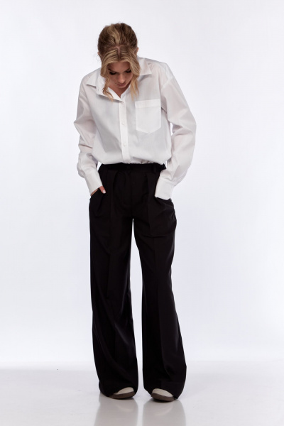 Деловая классическая рубашка из хлопкового текстиля белая DNM 036 белый - фото 6