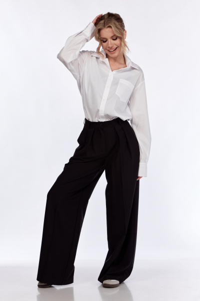 Деловая классическая рубашка из хлопкового текстиля белая DNM 036 белый - фото 5