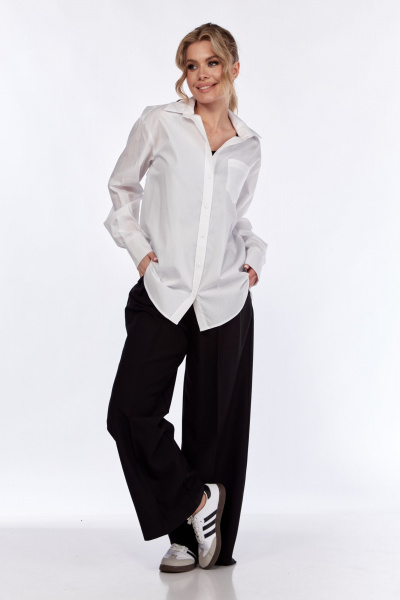 Деловая классическая рубашка из хлопкового текстиля белая DNM 036 белый - фото 4