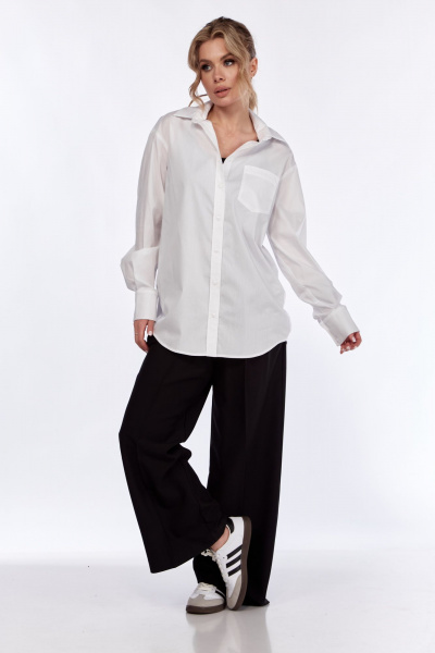 Деловая классическая рубашка из хлопкового текстиля белая DNM 036 белый - фото 3