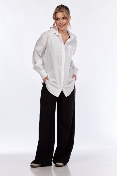 Деловая классическая рубашка из хлопкового текстиля белая DNM 036 белый - фото 1