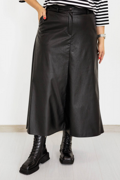 Длинная юбка годе из экокожи с карманами и поясом Ollsy 04030 - фото 3