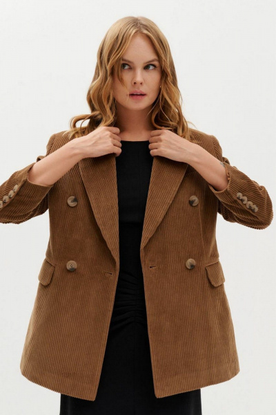 Демисезонный жакет вельвет с карманами и шлицей C. of PAPAYA NEW 1705 - фото 4