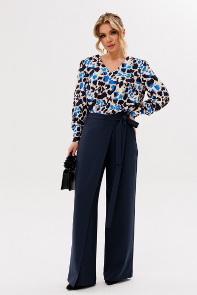 Прямые брюки из текстиля с запахом и карманами Ambera Style 1073-1 - фото 2