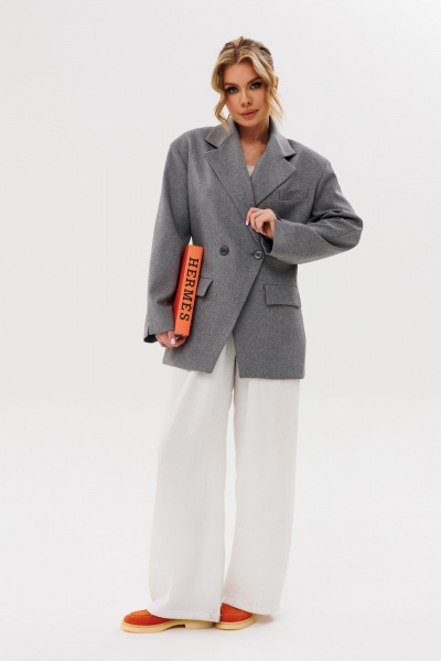 Жакет из шерсти со спущенным плечом и декоративным швом Ambera Style 1101 - фото 2