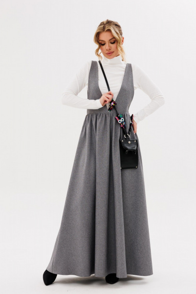 Демисезонный сарафан А-силуэта с фигурными бретелями Amberа Style 1106 - фото 7