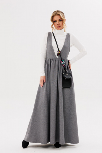 Джемпер с высоким воротником и сарафан А-силуэта из трикотажа Ambera Style 2091 - фото 1