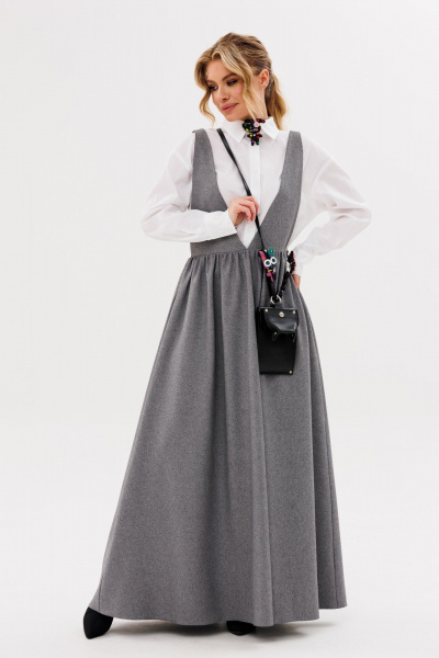 Белый сарафан А-силуэта и свободная рубашка из хлопка Ambera Style 2092 - фото 5