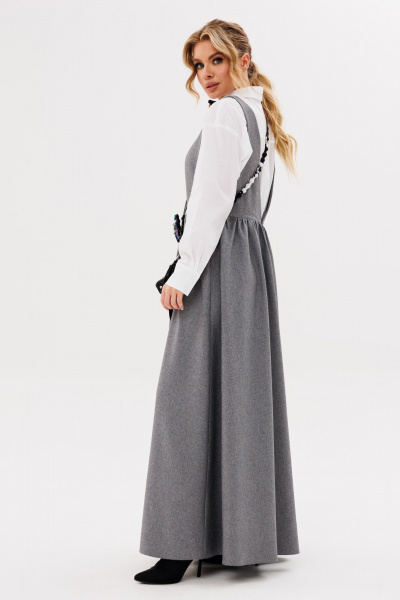 Белый сарафан А-силуэта и свободная рубашка из хлопка Ambera Style 2092 - фото 3