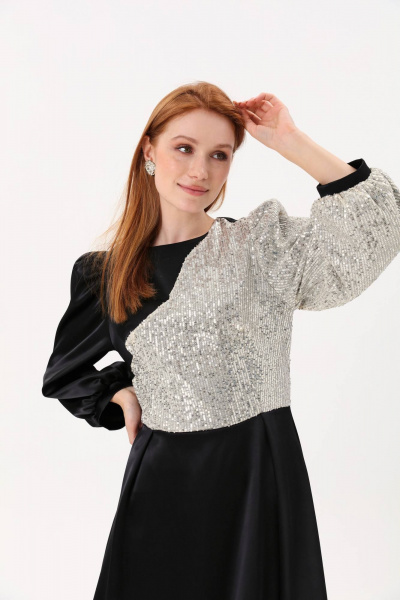 Нарядное миди платье с кружевным декором и пайетками NikVa 416-5 - фото 8