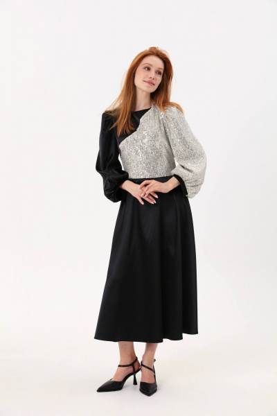 Нарядное миди платье с кружевным декором и пайетками NikVa 416-5 - фото 3