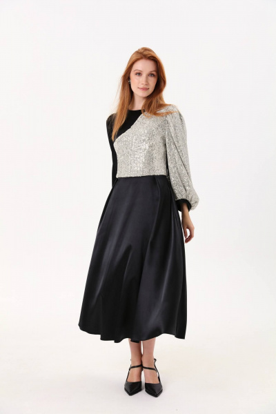 Нарядное миди платье с кружевным декором и пайетками NikVa 416-5 - фото 2