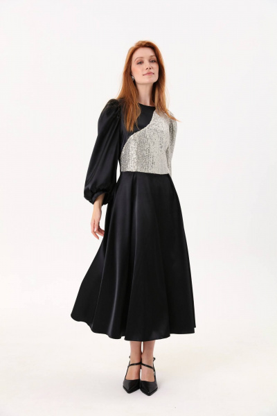 Нарядное миди платье с кружевным декором и пайетками NikVa 416-5 - фото 1