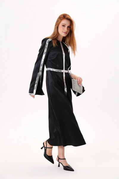 Миди платье с разрезом и пайетками для нарядного образа NikVa 728-2 - фото 2