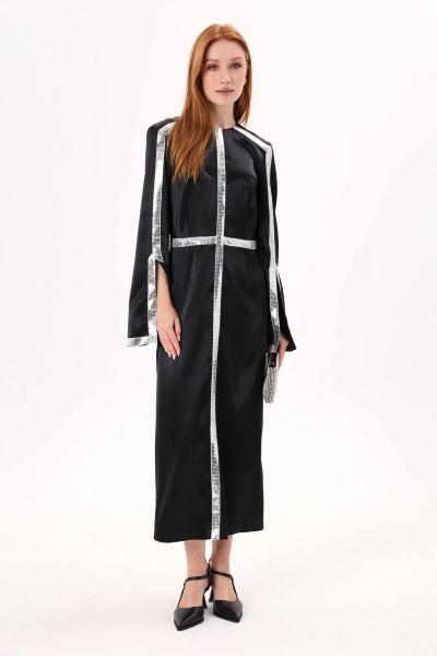 Миди платье с разрезом и пайетками для нарядного образа NikVa 728-2 - фото 1