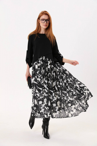 Платье макси с асимметричным лифом и плиссированной юбкой NikVa 740-4 - фото 5