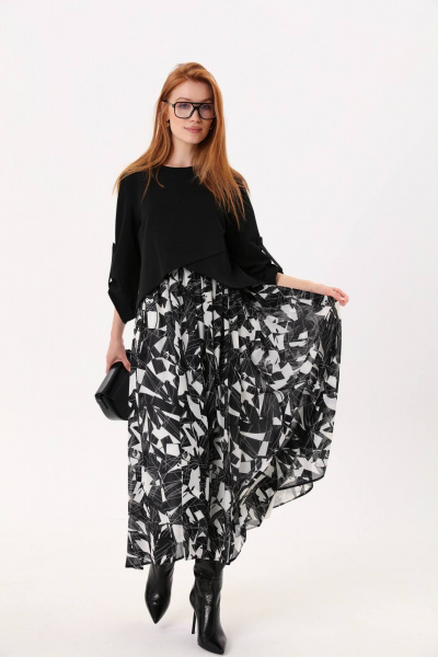 Платье макси с асимметричным лифом и плиссированной юбкой NikVa 740-4 - фото 3