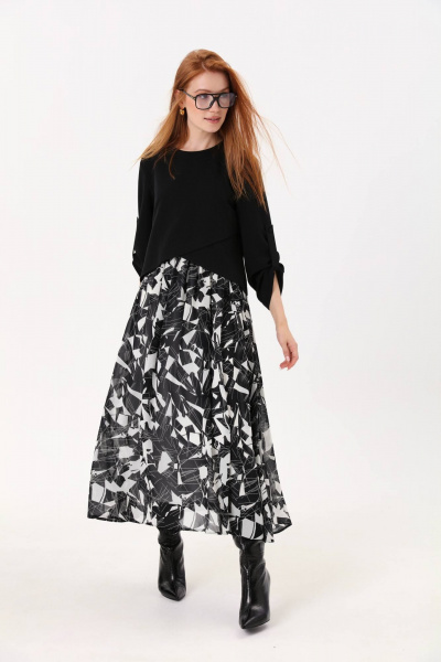 Платье макси с асимметричным лифом и плиссированной юбкой NikVa 740-4 - фото 2