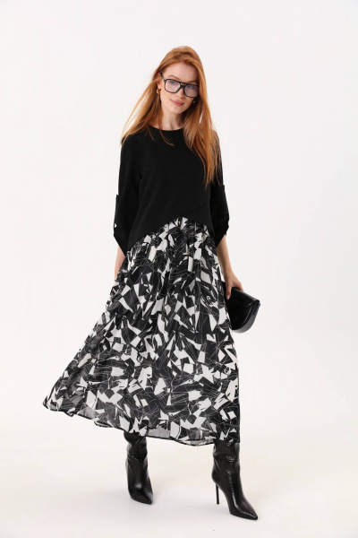 Платье макси с асимметричным лифом и плиссированной юбкой NikVa 740-4 - фото 1