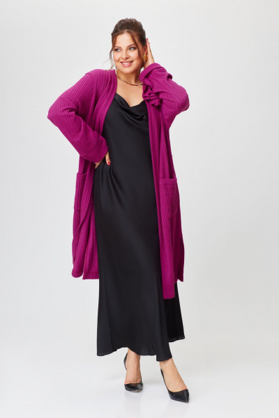 Демисезонный жакет из эластичного трикотажа с съемным поясом Svetlana-Style 2026 фуксия - фото 4