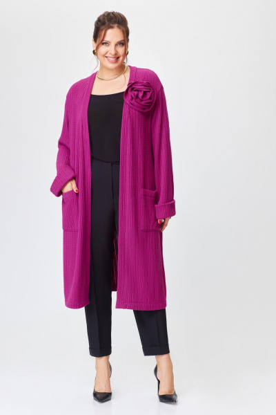 Демисезонный жакет из эластичного трикотажа с съемным поясом Svetlana-Style 2026 фуксия - фото 3