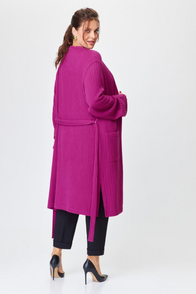Демисезонный жакет из эластичного трикотажа с съемным поясом Svetlana-Style 2026 фуксия - фото 2