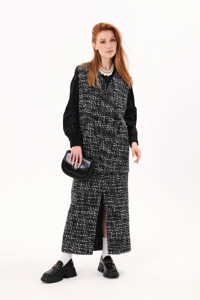 Костюм жилет и юбка прямого кроя на резинке NikVa 809-1 - фото 1