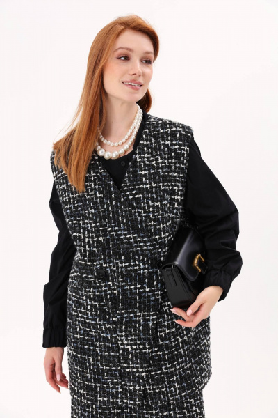 Костюм жилет и юбка прямого кроя на резинке NikVa 809-1 - фото 6