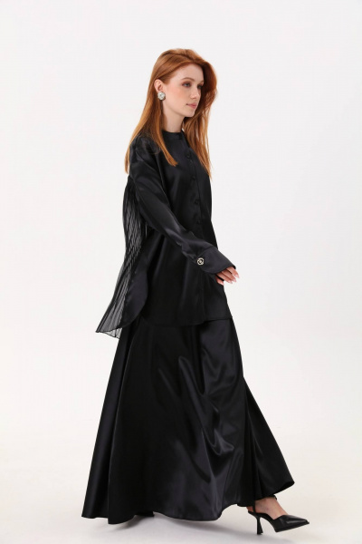 Платье-халат с расширенным силуэтом и плиссированным шифоном NikVa 811-1 - фото 7