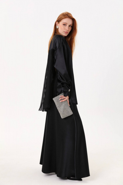 Платье-халат с расширенным силуэтом и плиссированным шифоном NikVa 811-1 - фото 6