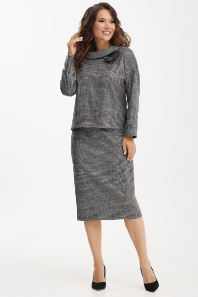 Демисезонный комплект блузы и юбки в стиле на каждый день Магия моды 2486 серый - фото 1