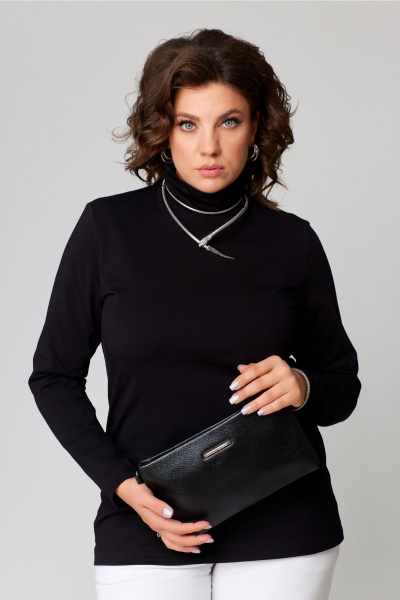 Водолазка из хлопка трикотаж на каждый день Bliss 9044 черный - фото 1