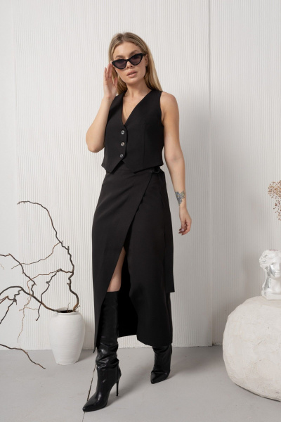 Черная жилетка на подкладке для деловых и повседневных образов AMORI 2172 черный - фото 8