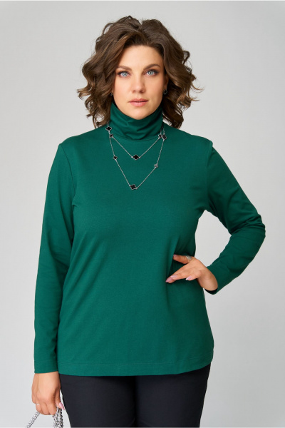 Зеленая водолазка из хлопка трикотаж на каждый день Bliss 9044 изумрудный - фото 6
