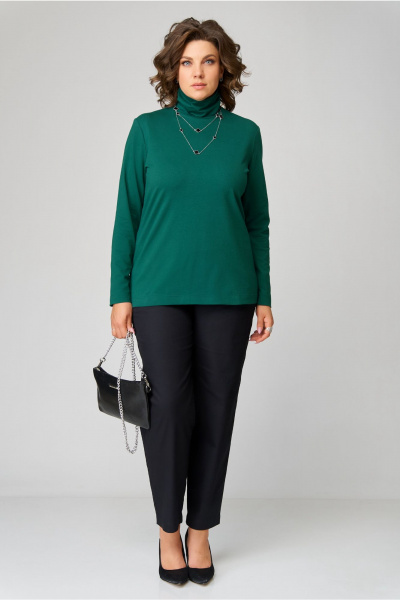 Зеленая водолазка из хлопка трикотаж на каждый день Bliss 9044 изумрудный - фото 5