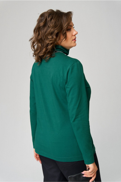 Зеленая водолазка из хлопка трикотаж на каждый день Bliss 9044 изумрудный - фото 2