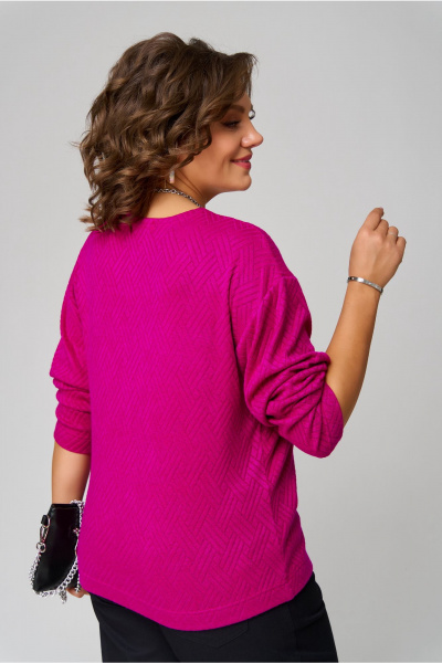 Розовый джемпер из трикотажа с круглым вырезом для повседневного стиля Bliss 8378 фуксия - фото 4