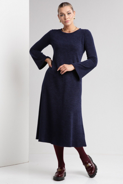 Синее трикотажное платье с приталенным силуэтом Your size 2235 - фото 3