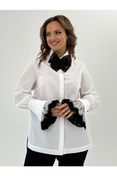 Белые съемные манжеты с кружевом и оборками Condra 19019 черный-белый - фото 1