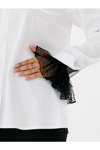 Черные съемные манжеты из ткани сетка с оборками Condra 19021 черный-бежевый - фото 1