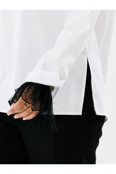 Черные съемные манжеты из ткани сетка с оборками Condra 19021 черный-бежевый - фото 3