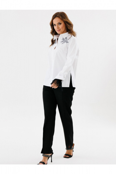 Черные съемные манжеты из ткани сетка с оборками Condra 19021 черный-бежевый - фото 2