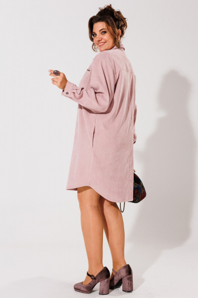 Розовое велюровое платье-рубашка из хлопка Anelli 1435 рассвет - фото 4