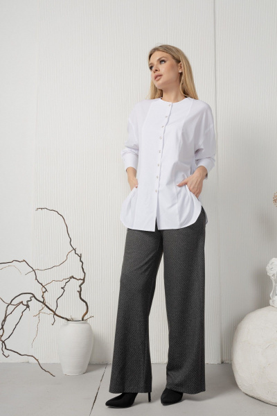 Трикотажные брюки с карманами и резинкой по талии AMORI 5188 графит_в_точку - фото 1