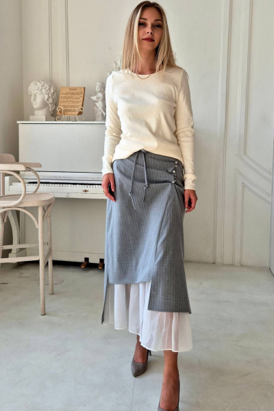 Юбка А-силуэта с асимметричным рельефом и подкладкой Shymoda 427-24 - фото 2