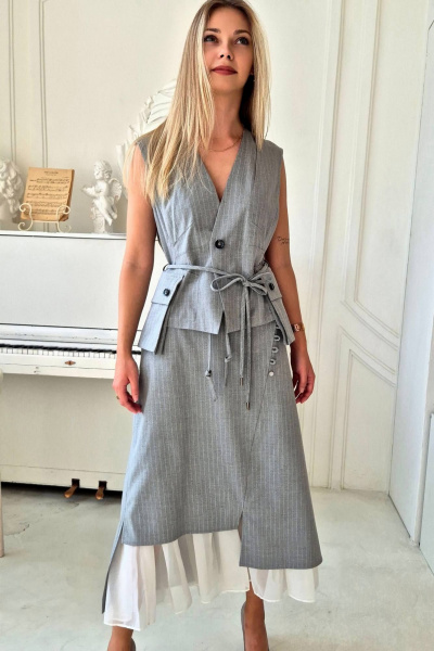 Юбка А-силуэта с асимметричным рельефом и подкладкой Shymoda 427-24 - фото 1