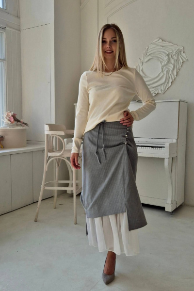 Джемпер приталенного кроя из трикотажа с хлопком Shymoda 428-24 - фото 3