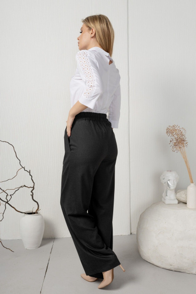 Серые брюки с карманами, резинкой и модным кроем AMORI 5192 графит_структурный - фото 2